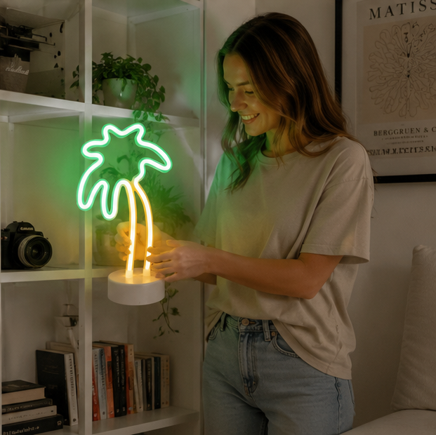 Coconut Neon Sign Lamp-Tropical LED Wall Light for Gaming Rooms Parties Camping and Modern Home Decor