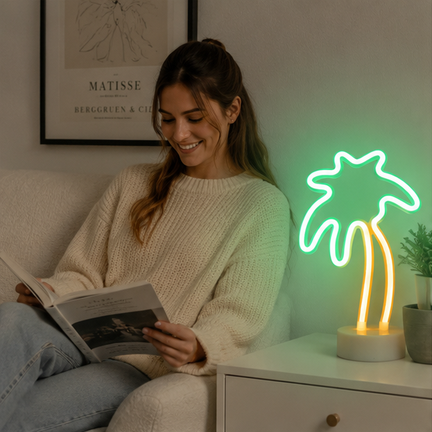 Coconut Neon Sign Lamp-Tropical LED Wall Light for Gaming Rooms Parties Camping and Modern Home Decor