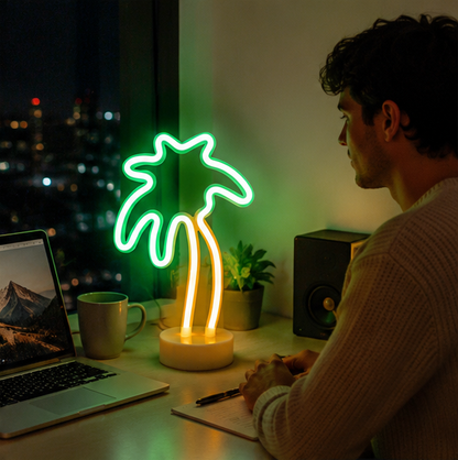Coconut Neon Sign Lamp-Tropical LED Wall Light for Gaming Rooms Parties Camping and Modern Home Decor