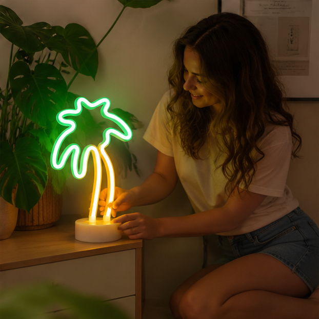 Coconut Neon Sign Lamp-Tropical LED Wall Light for Gaming Rooms Parties Camping and Modern Home Decor