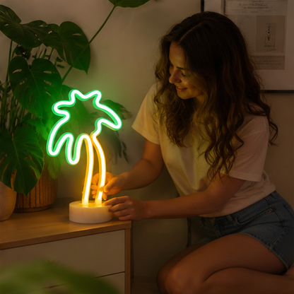 Coconut Neon Sign Lamp-Tropical LED Wall Light for Gaming Rooms Parties Camping and Modern Home Decor