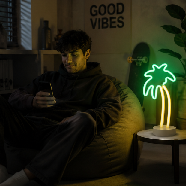 Coconut Neon Sign Lamp-Tropical LED Wall Light for Gaming Rooms Parties Camping and Modern Home Decor