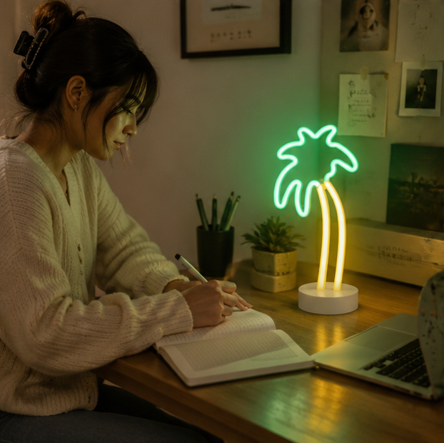 Coconut Neon Sign Lamp-Tropical LED Wall Light for Gaming Rooms Parties Camping and Modern Home Decor
