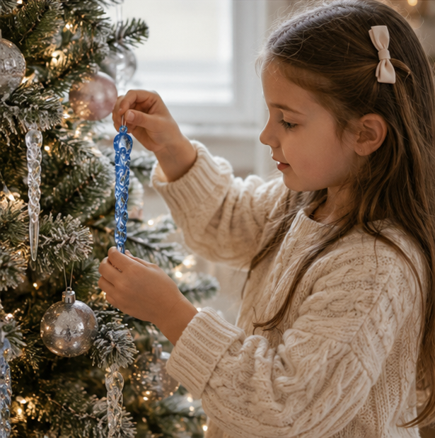 Crystal Snowflake Ornament Set – Clear Hanging Ice Pendants for Christmas Trees, Winter Weddings and Holiday Party Decorations