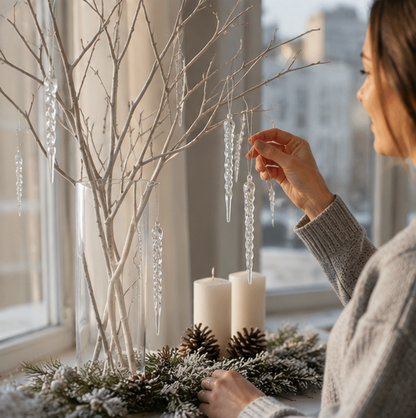 Crystal Snowflake Ornament Set – Clear Hanging Ice Pendants for Christmas Trees, Winter Weddings and Holiday Party Decorations