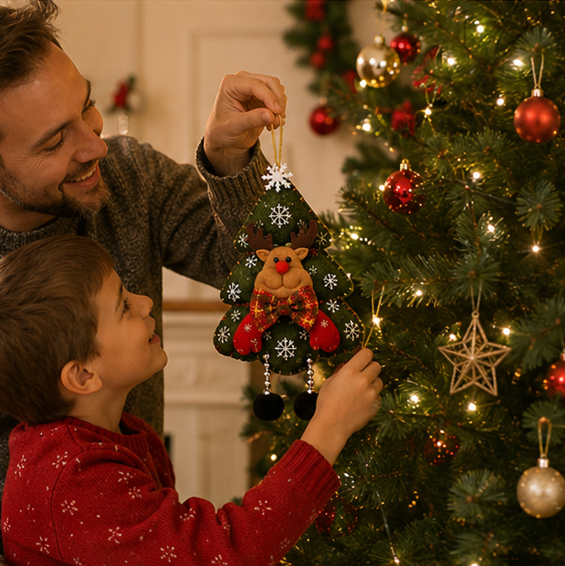 Cute Hugging Tree Christmas Ornament – Santa Claus and Snowman Plush Doll Decoration for Christmas Trees, Holiday Displays and Festive Home Decor