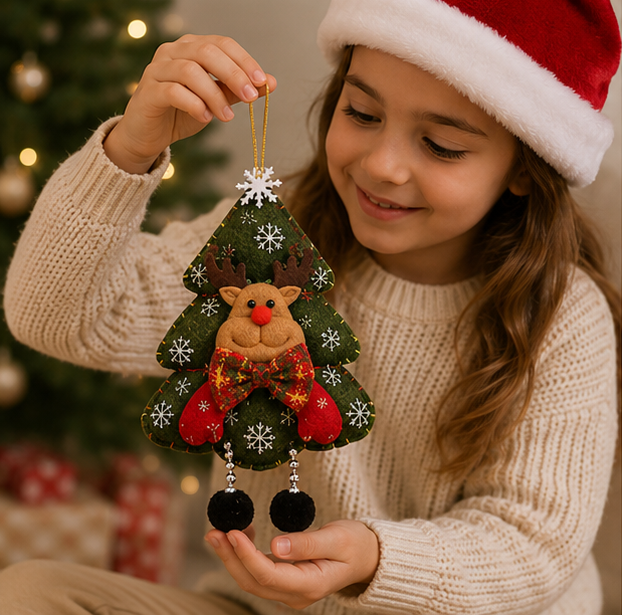 Cute Hugging Tree Christmas Ornament – Santa Claus and Snowman Plush Doll Decoration for Christmas Trees, Holiday Displays and Festive Home Decor