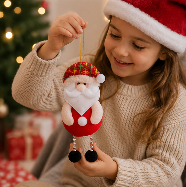 Cute Hugging Tree Christmas Ornament – Santa Claus and Snowman Plush Doll Decoration for Christmas Trees, Holiday Displays and Festive Home Decor