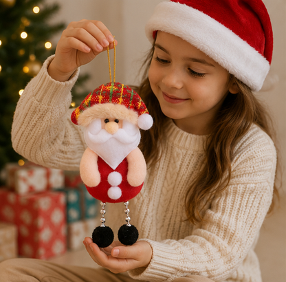 Cute Hugging Tree Christmas Ornament – Santa Claus and Snowman Plush Doll Decoration for Christmas Trees, Holiday Displays and Festive Home Decor