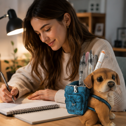 Cute Puppy Pencil Holder – Resin Desktop Organizer for Pens, Office Supplies, Kids Study Tables and Home Decor
