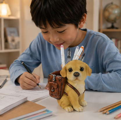 Cute Puppy Pencil Holder – Resin Desktop Organizer for Pens, Office Supplies, Kids Study Tables and Home Decor