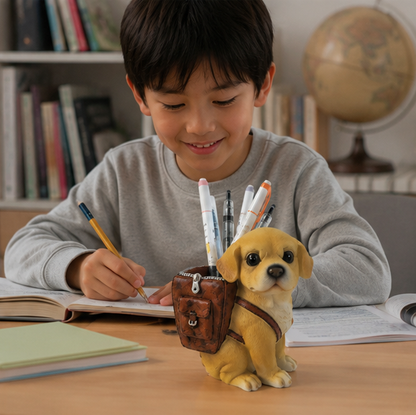 Cute Puppy Pencil Holder – Resin Desktop Organizer for Pens, Office Supplies, Kids Study Tables and Home Decor