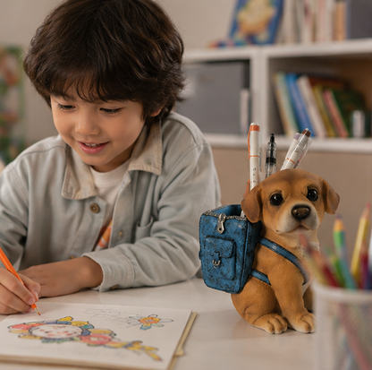 Cute Puppy Pencil Holder – Resin Desktop Organizer for Pens, Office Supplies, Kids Study Tables and Home Decor