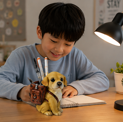 Cute Puppy Pencil Holder – Resin Desktop Organizer for Pens, Office Supplies, Kids Study Tables and Home Decor