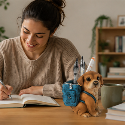 Cute Puppy Pencil Holder – Resin Desktop Organizer for Pens, Office Supplies, Kids Study Tables and Home Decor