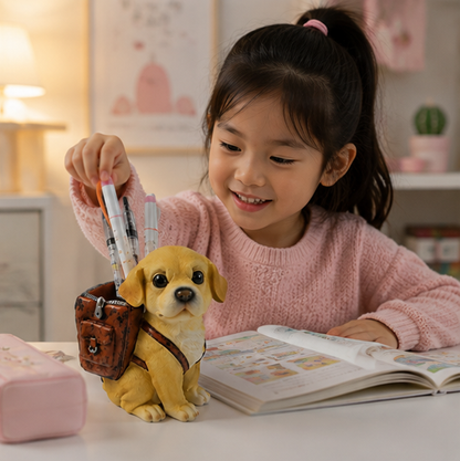 Cute Puppy Pencil Holder – Resin Desktop Organizer for Pens, Office Supplies, Kids Study Tables and Home Decor