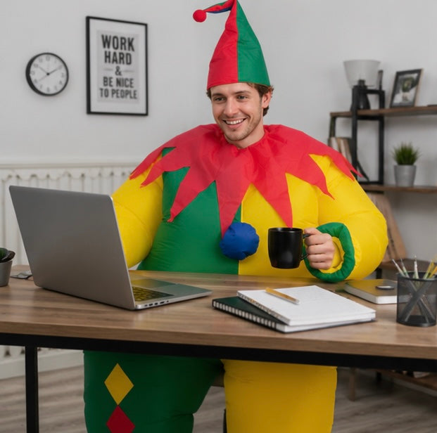 Inflatable Clown Costume Set - Funny Performance Outfit with Air Pump for Parties, Events and Entertainment