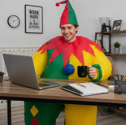 Inflatable Clown Costume Set - Funny Performance Outfit with Air Pump for Parties, Events and Entertainment