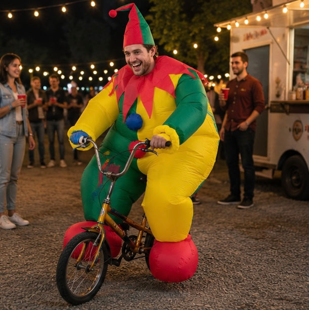 Inflatable Clown Costume Set - Funny Performance Outfit with Air Pump for Parties, Events and Entertainment