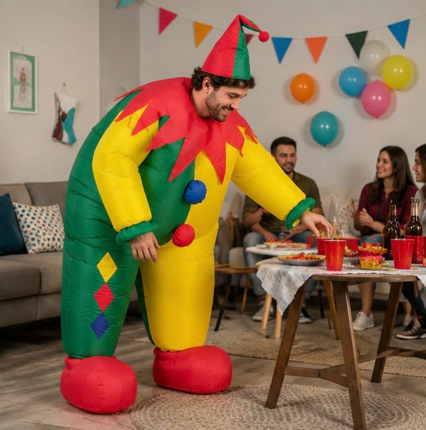 Inflatable Clown Costume Set - Funny Performance Outfit with Air Pump for Parties, Events and Entertainment