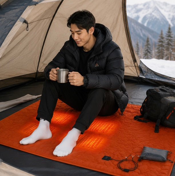 Outdoor Heated Sleeping Mat - USB Powered Camping Heating Pad with Adjustable Temperature and Multiple Heating Zones