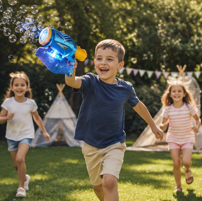 Tomahawk Bubble Machine Toy - Electric Light Up Bubble Blaster for Kids Outdoor Games, Parties and Summer Entertainment