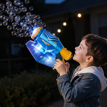 Tomahawk Bubble Machine Toy - Electric Light Up Bubble Blaster for Kids Outdoor Games, Parties and Summer Entertainment