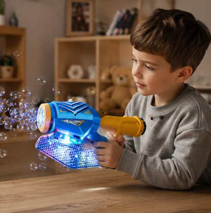 Tomahawk Bubble Machine Toy - Electric Light Up Bubble Blaster for Kids Outdoor Games, Parties and Summer Entertainment