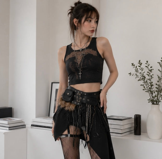 Women's Splicing Metal Punk Wide Waist Belt - Y2K Inspired Retro Fashion Accessory for Dresses, Skirts and Statement Styling