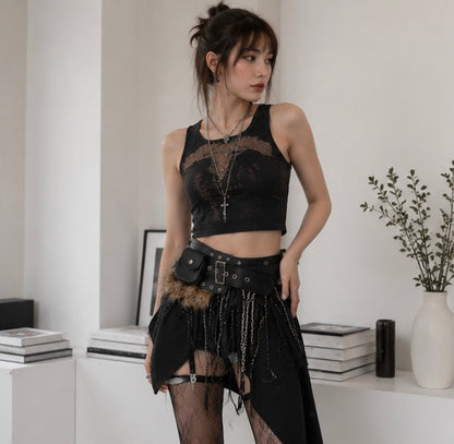 Women's Splicing Metal Punk Wide Waist Belt - Y2K Inspired Retro Fashion Accessory for Dresses, Skirts and Statement Styling