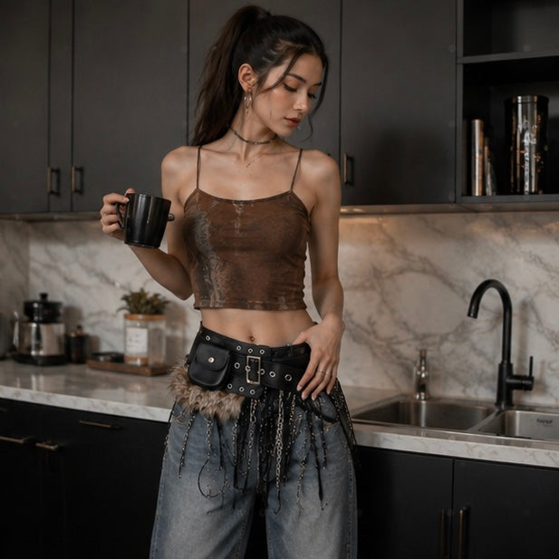 Women's Splicing Metal Punk Wide Waist Belt - Y2K Inspired Retro Fashion Accessory for Dresses, Skirts and Statement Styling