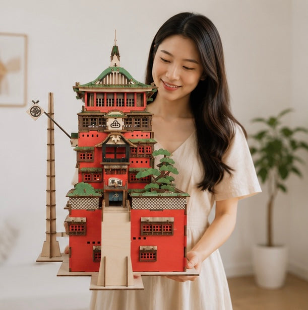 Wooden Puzzle Model - 3D Creative Assembly Ornament with Interactive Stacking Design for Home Decoration