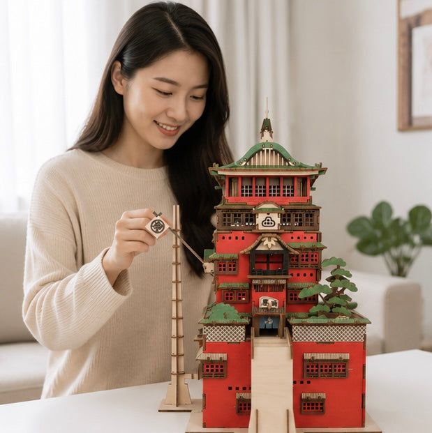Wooden Puzzle Model - 3D Creative Assembly Ornament with Interactive Stacking Design for Home Decoration