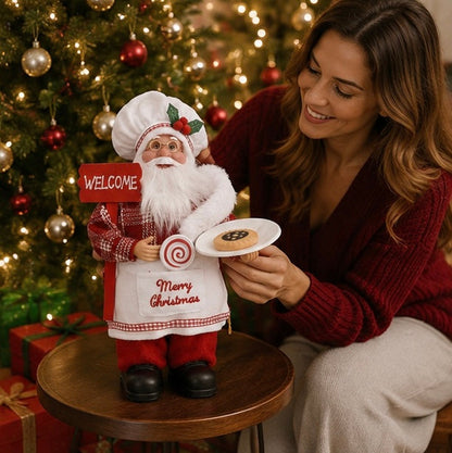 Standing Chef Santa Figurine – Christmas Kitchen Decoration for Festive Tables and Holiday Home Displays