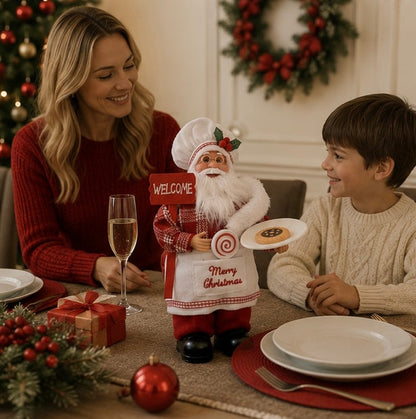 Standing Chef Santa Figurine – Christmas Kitchen Decoration for Festive Tables and Holiday Home Displays