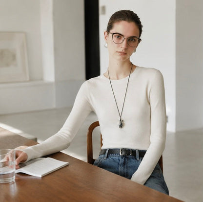 German Biella Wool Thermal Top – Seamless Mock Neck Base Layer Shirt for Women with Lightweight Warmth and Comfort