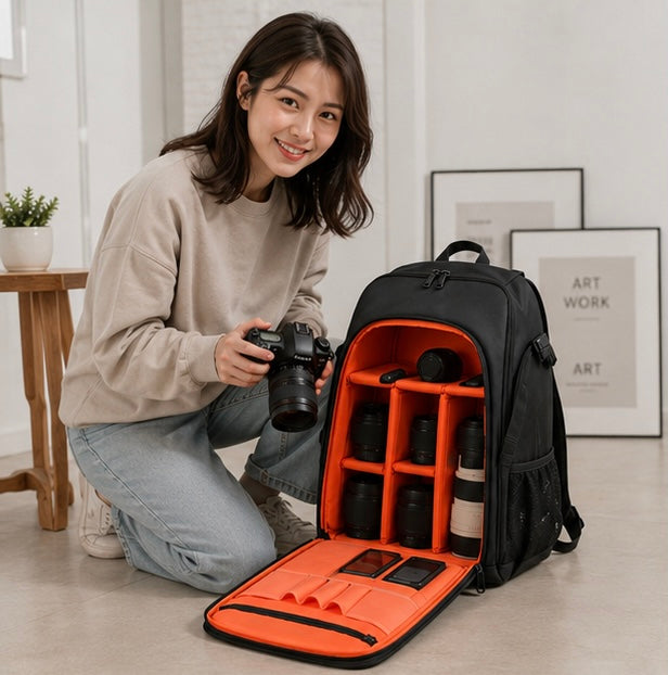 Waterproof Photography Backpack-Large Capacity DSLR Camera Bag with Tripod Holder for Travel Photography and Outdoor Adventures