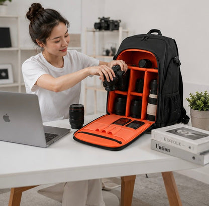 Waterproof Photography Backpack-Large Capacity DSLR Camera Bag with Tripod Holder for Travel Photography and Outdoor Adventures