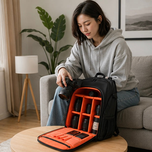 Waterproof Photography Backpack-Large Capacity DSLR Camera Bag with Tripod Holder for Travel Photography and Outdoor Adventures
