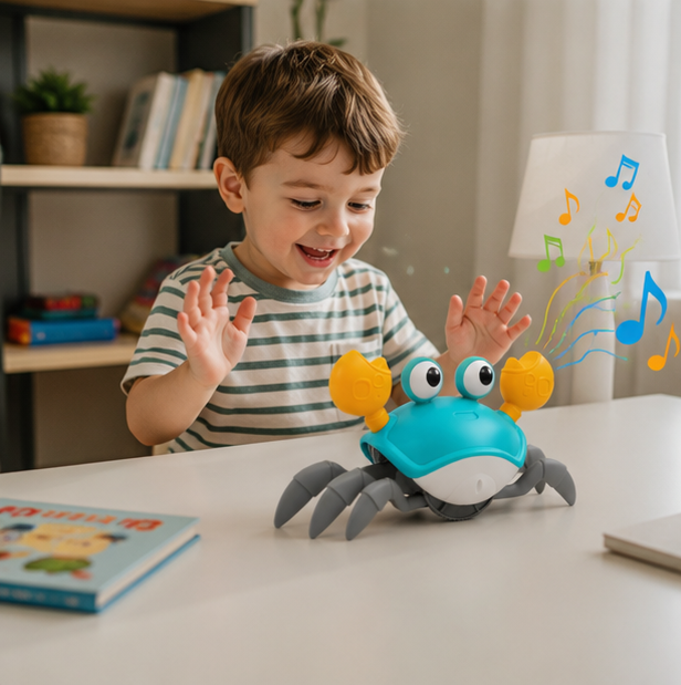 Dancing Crab Interactive Toy - Crawling Musical Baby Toy for Sensory Development and Endless Entertainment