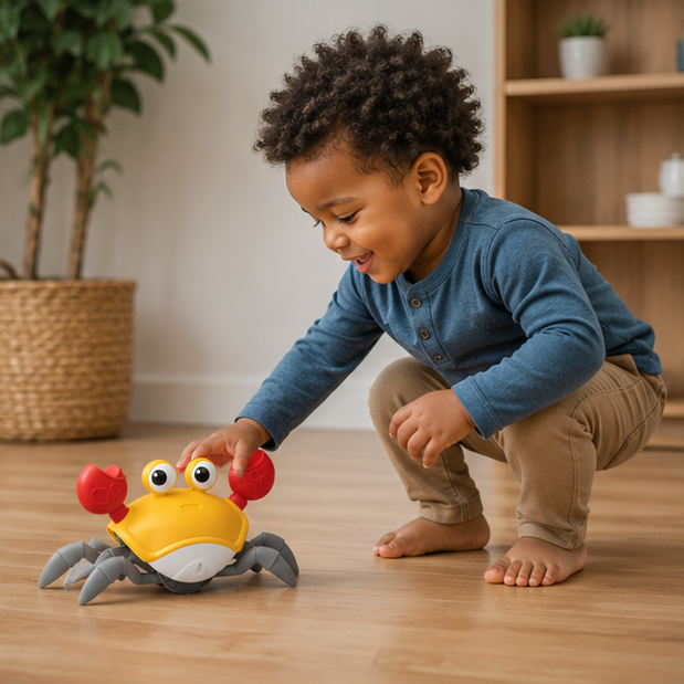Dancing Crab Interactive Toy - Crawling Musical Baby Toy for Sensory Development and Endless Entertainment