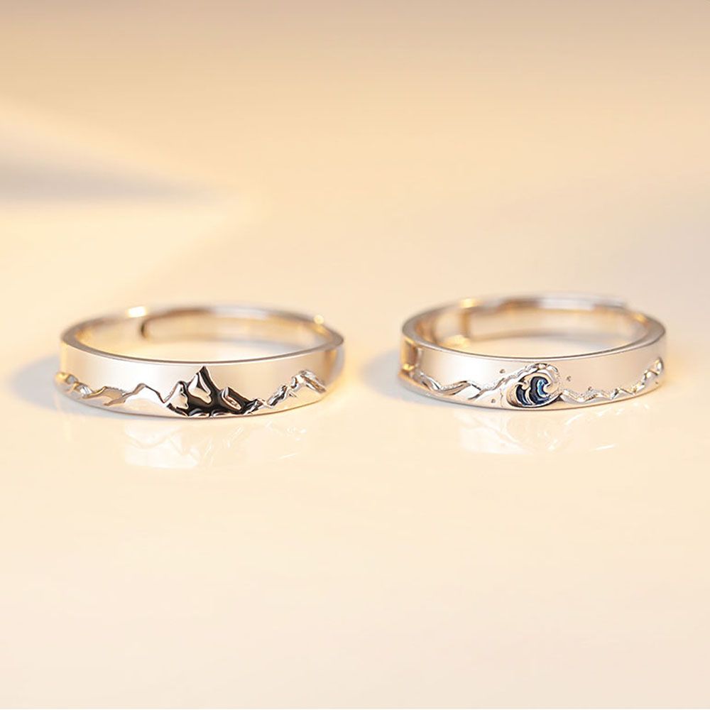 Adjustable Couple Rings Set - Romantic Silver Plated Matching Rings for Weddings, Anniversaries and Gifts