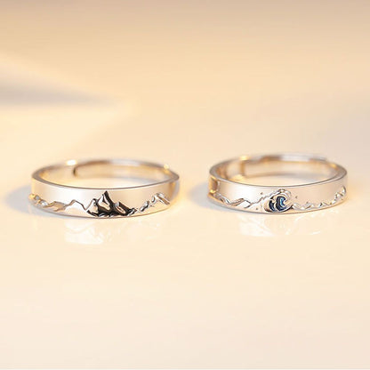 Adjustable Couple Rings Set - Romantic Silver Plated Matching Rings for Weddings, Anniversaries and Gifts