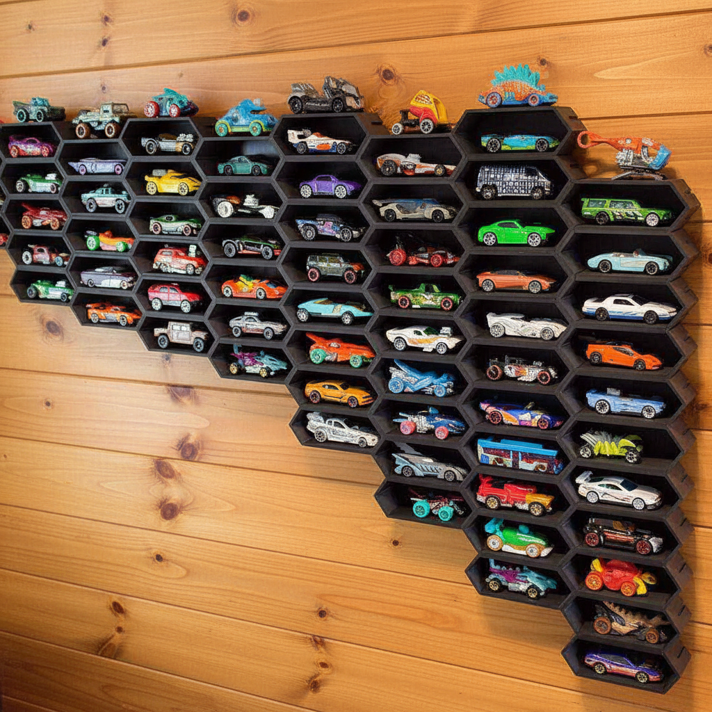 Hot Wheels Display Case – 2-in-1 Wall-Mounted Diecast Car Storage Box with Dustproof Design for Collectible Model Organization