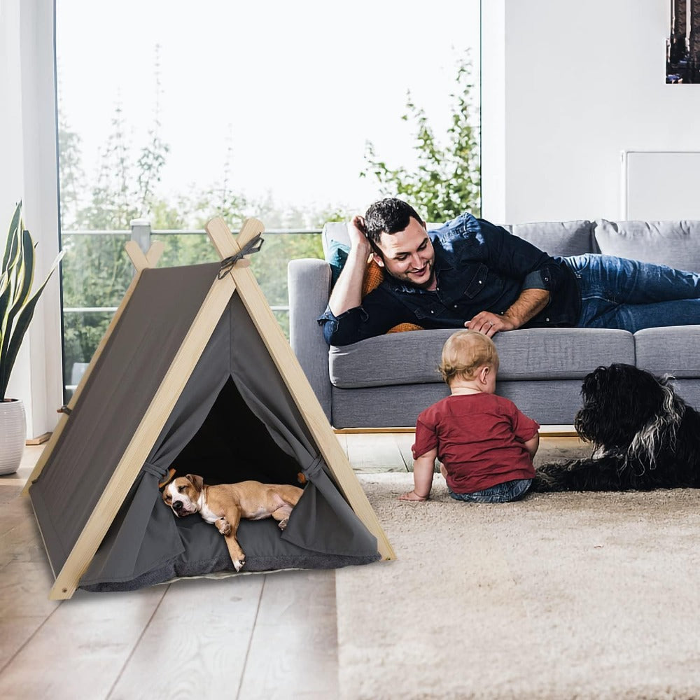 Portable Foldable Pet Tent House – Removable Breathable Cat and Dog Shelter with Thick Comfortable Cushion for All-Season Rest