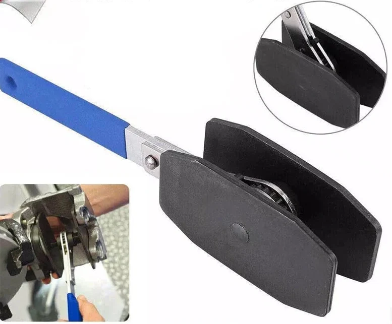 Ratchet Brake Piston Press Tool – 360° Heavy-Duty Steel Caliper Spreader for Automotive Brake Pad Installation, Piston Resetting and Repairs