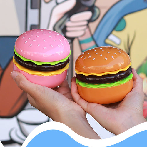 Portagble Burger USB Desktop Fan - Cartoon Cooling Fan with Beauty Mirror, Rechargeable Handheld Design and Summer Gift Appeal