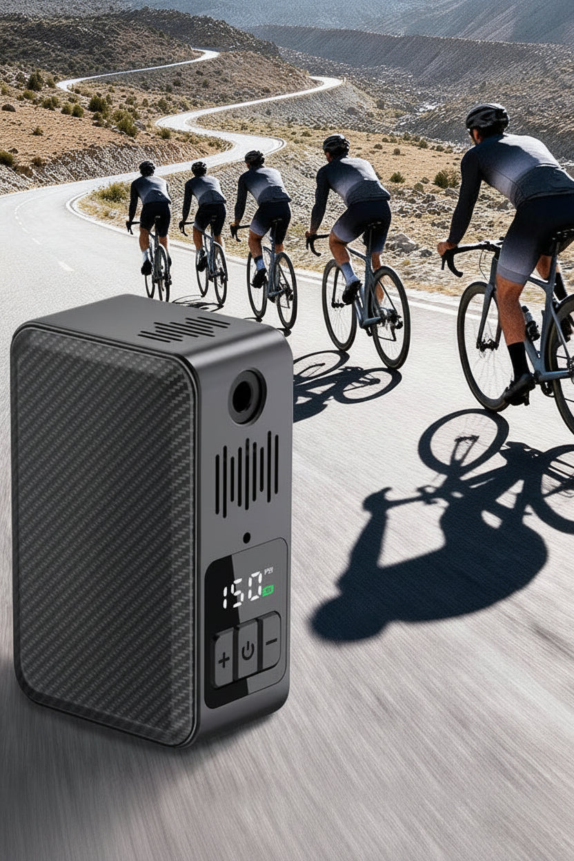 Electric Bike Pump –150 PSI  Portable Smart Tire Inflator for Bicycle Tires with AV/FV Valve Compatibility and Fast Inflation