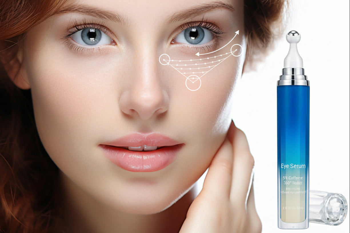 Caffeine Eye Serum Roller – 360° Massage Ball Treatment for Dark Circles, Puffiness and Hydrating Under-Eye Skincare