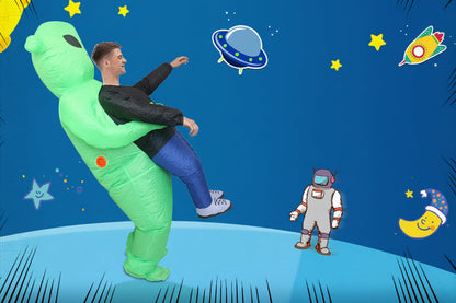 Inflatable Alien Costume for Kids - Funny Green Monster Cosplay Outfit for Halloween Parties and School Events